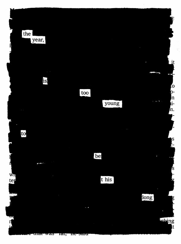 Blackout poetry from Austin Kleon’s recent newsletter