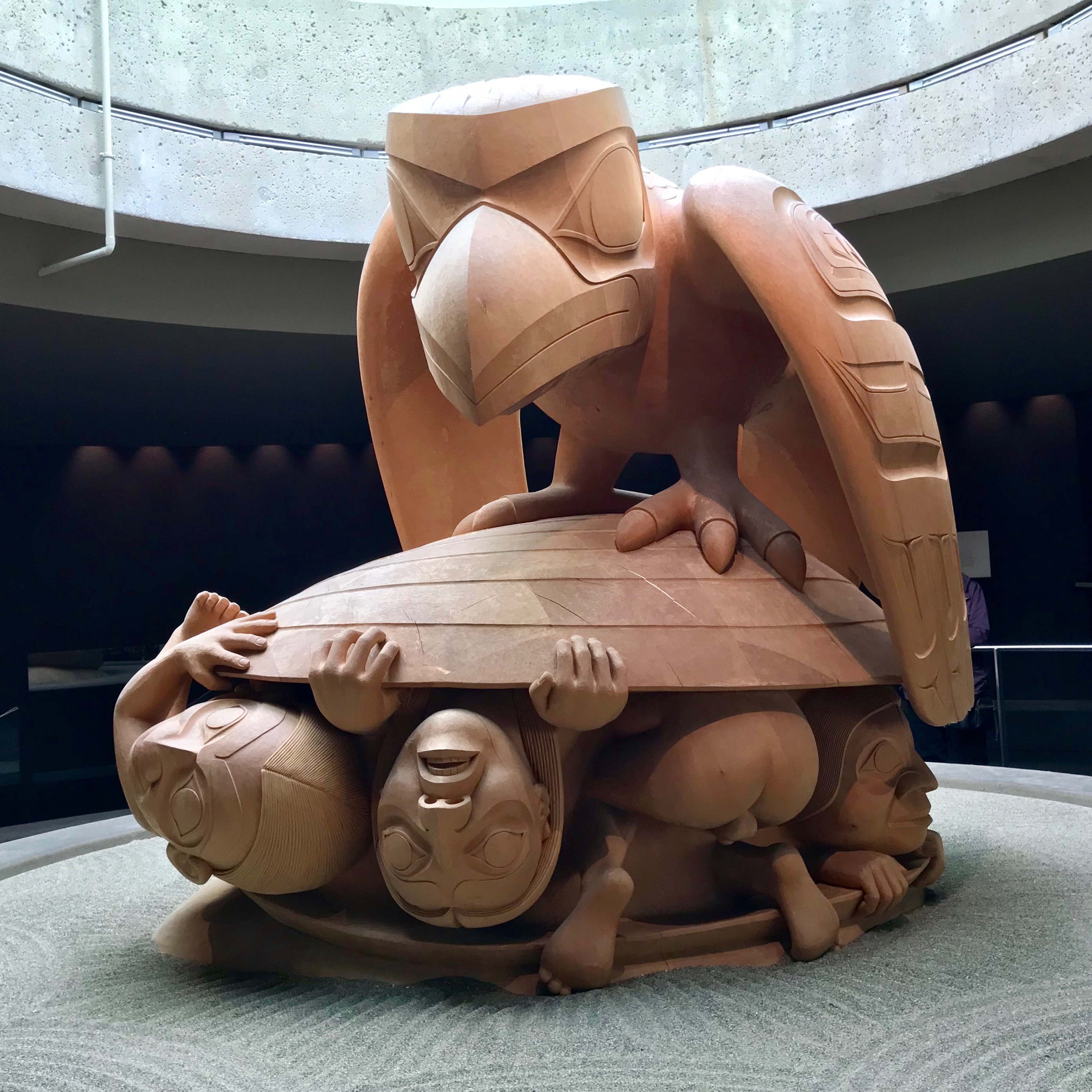 Photo of Bill Reid sculpture at the Museum of Anthropology