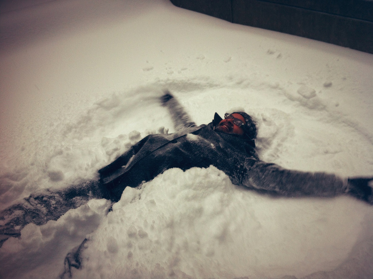 Making snow angels