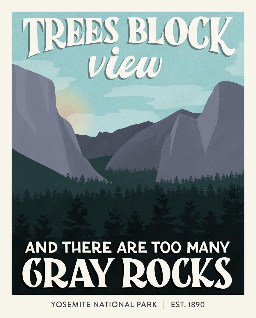 Illustration of poster from Yosemite National Park