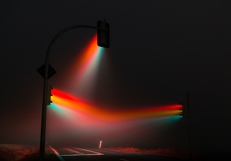 Long exposure photo of traffic lights