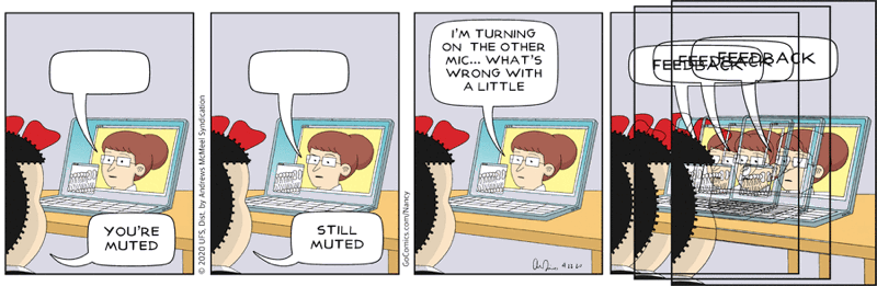 Nancy comic about being muted on a video call