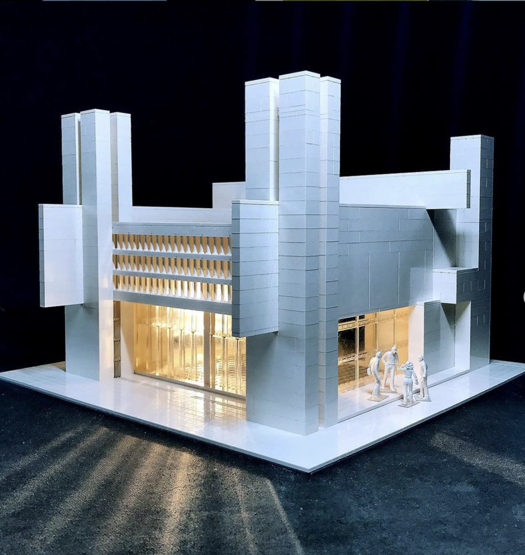 Brutalist architecture recreated with Lego blocks