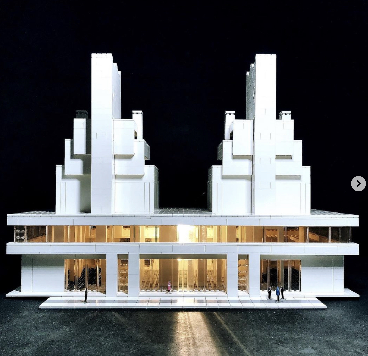 Brutalist architecture recreated with Lego blocks