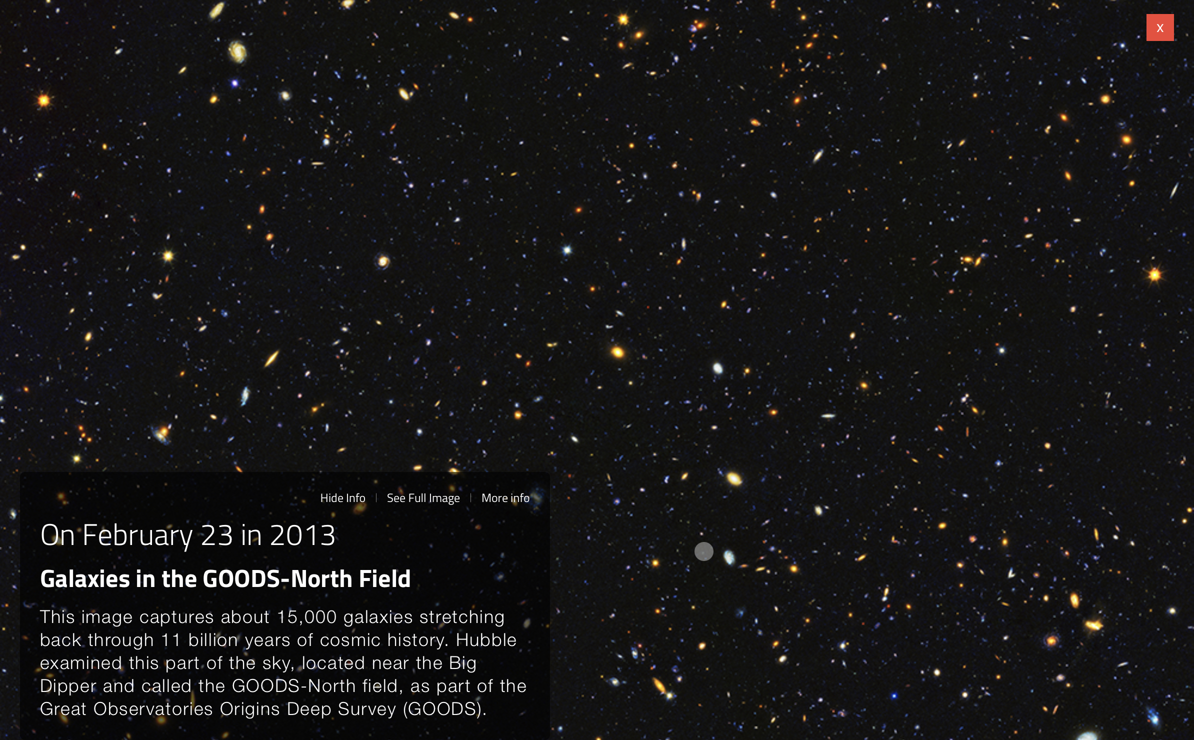 Snapshot of Hubble Telescope photo of galaxies in GOODS-North Field